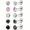 Women's Cubic Zirconia Surgical Stainless Steel Flat Back Earrings