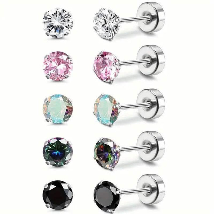 Women's Cubic Zirconia Surgical Stainless Steel Flat Back Earrings by DailySale
