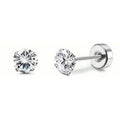 Women's Cubic Zirconia Surgical Stainless Steel Flat Back Earrings by DailySale