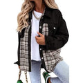 Women's Denim Jacket Long Sleeve Plaid Button Down Shirts Shacket by DailySale