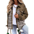 Women's Denim Jacket Long Sleeve Plaid Button Down Shirts Shacket by DailySale