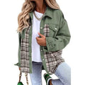 Women's Denim Jacket Long Sleeve Plaid Button Down Shirts Shacket by DailySale