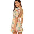 Women's Ditsy Floral Plunge Neck Knot Front A Line Short Dress by DailySale