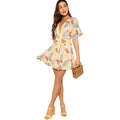 Women's Ditsy Floral Plunge Neck Knot Front A Line Short Dress by DailySale