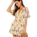 Women's Ditsy Floral Plunge Neck Knot Front A Line Short Dress by DailySale
