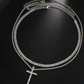 Women's Double Layer Artificial Crystal Cross Pendant Necklace by DailySale