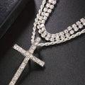 Women's Double Layer Artificial Crystal Cross Pendant Necklace by DailySale