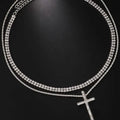 Women's Double Layer Artificial Crystal Cross Pendant Necklace by DailySale