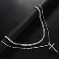 Women's Double Layer Artificial Crystal Cross Pendant Necklace by DailySale