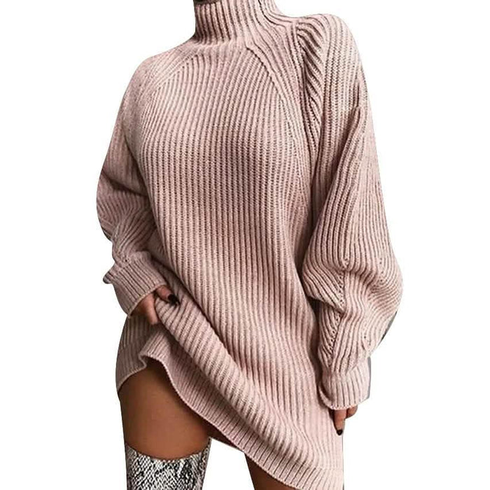 Women's Dress Sweater Dress Knitted Long Sleeve Loose Sweater Cardigans Turtleneck by DailySale