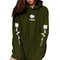 Women's Fashion Casual Tops Rose Print Warm Hoodies by DailySale