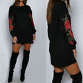 Women's Fashion Embroidery Long Sleeve Sweater Dress by DailySale