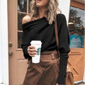 Women's Fashion Off Shoulder Long Sleeve Sweater Casual Long Sleeved Sweatshirt Top by DailySale