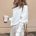 Women's Fashion Off Shoulder Long Sleeve Sweater Casual Long Sleeved Sweatshirt Top by DailySale