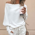 Women's Fashion Off Shoulder Long Sleeve Sweater Casual Long Sleeved Sweatshirt Top by DailySale