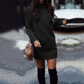 Women’s Fashion Solid Color Round Neck Cotton Pullover Dress by DailySale