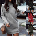 Women’s Fashion Solid Color Round Neck Cotton Pullover Dress by DailySale