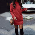 Women’s Fashion Solid Color Round Neck Cotton Pullover Dress by DailySale