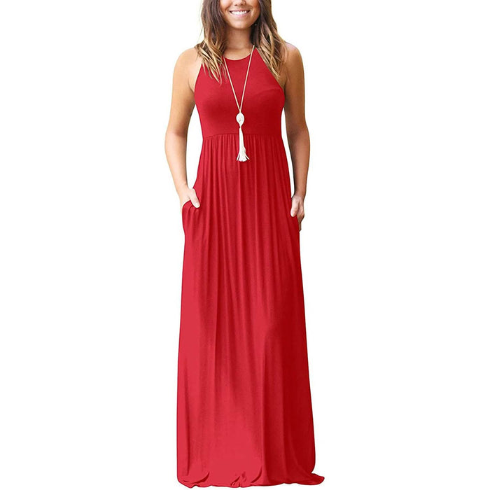 Women's Fashion Summer Sleeveless Racerback Loose Plain Maxi Dresses by DailySale