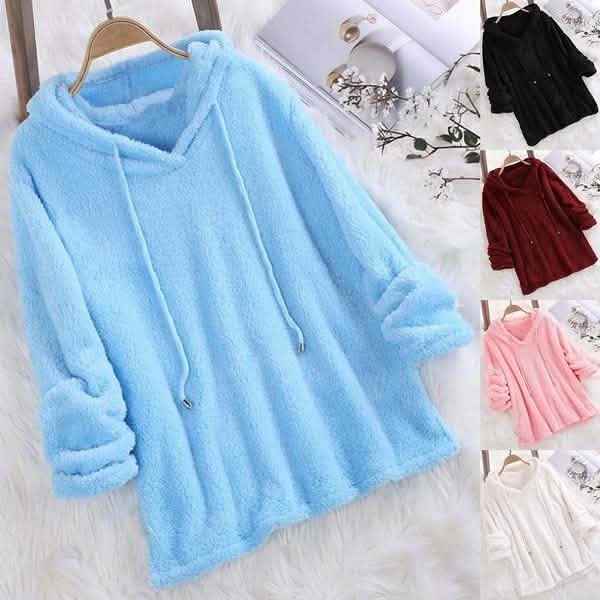 Women's Fleece Hoodie Solid Color Long Sleeve Sweatshirt by DailySale