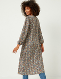 Floral Buttoned Puff Sleeve Duster by Boutique 23