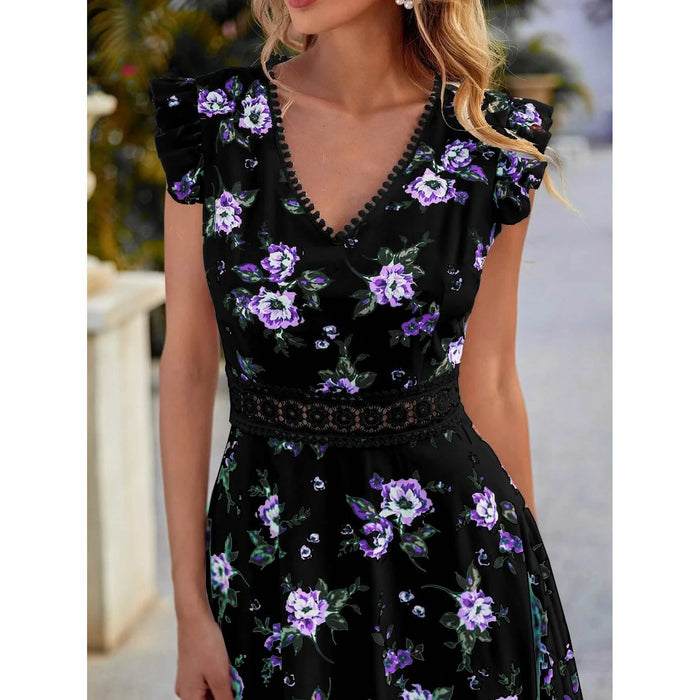 Women's Full Body Floral Print High Low Hem A-Line Dress by DailySale