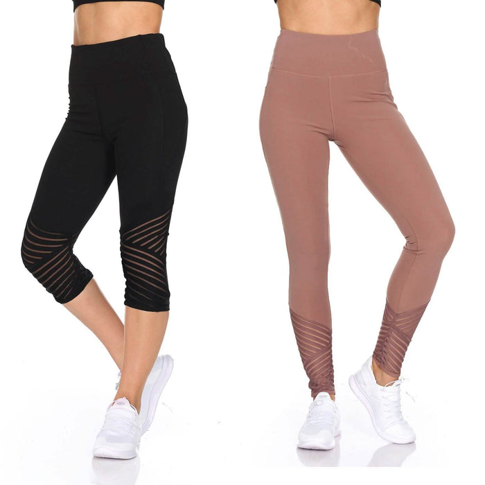 Women's High Waist Active Leggings With Motto Mesh Detail by DailySale