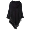 Womens Hooded Cape with Fringed Hem, Crochet Poncho Knitting Patterns by DailySale