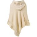 Womens Hooded Cape with Fringed Hem, Crochet Poncho Knitting Patterns by DailySale