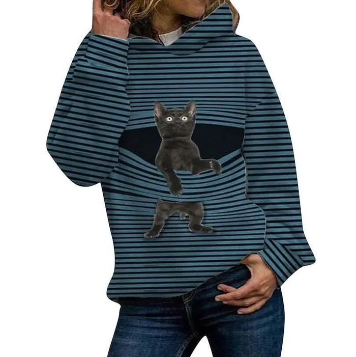Women's Hoodie Pullover Cat Graphic Casual Daily Basic Hoodies Sweatshirts by DailySale