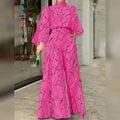 Women's Jumpsuit Pocket Print Floral Stand Collar Streetwear by DailySale
