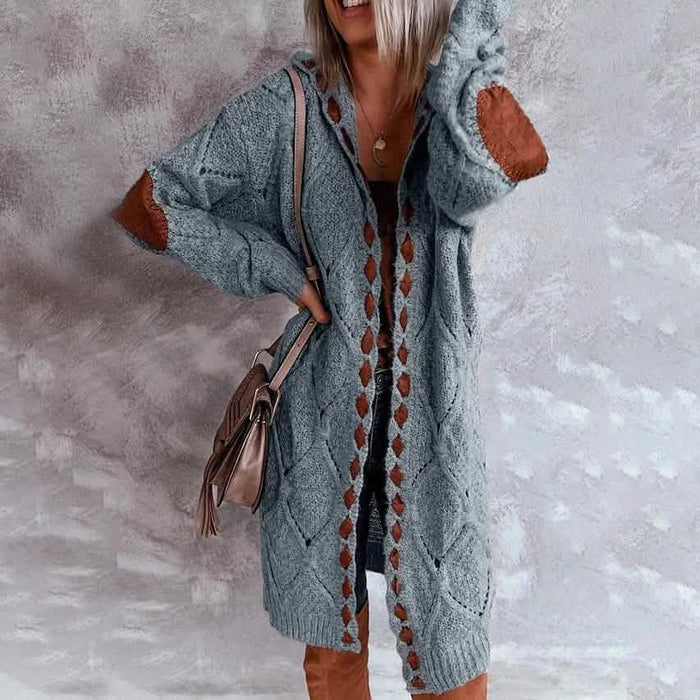 Women's Knitted Color Block Hooded Cardigan Sweater by DailySale