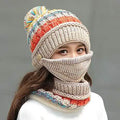 Women's Knitted Hat Scarf Mask Set by DailySale