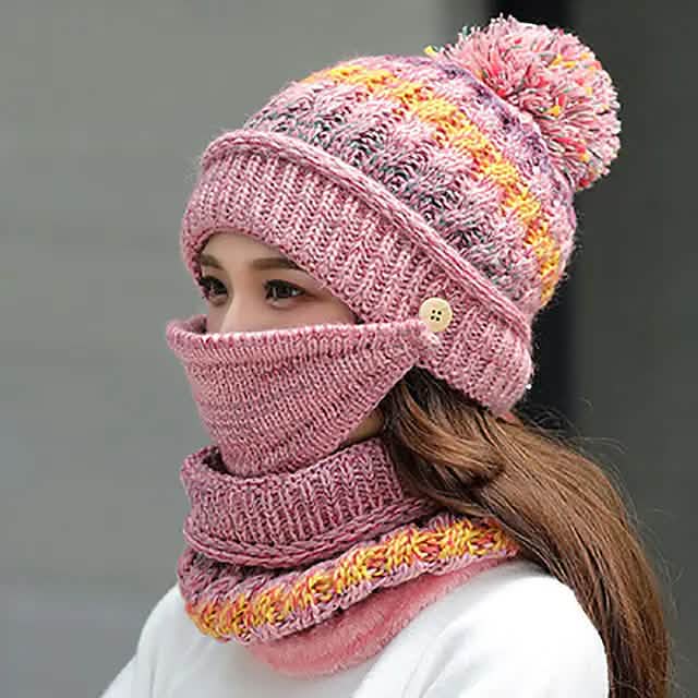 Women's Knitted Hat Scarf Mask Set by DailySale