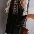Women's Lace Crochet V Neck 3/4 Sleeve Button Down Blouses Casual Shirts Tops by DailySale