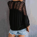 Women's Lace Crochet V Neck 3/4 Sleeve Button Down Blouses Casual Shirts Tops by DailySale