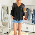 Women's Lace Crochet V Neck 3/4 Sleeve Button Down Blouses Casual Shirts Tops by DailySale