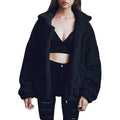 Women's Lapel Zip Up Faux Shearling Shaggy Coat Jacket by DailySale