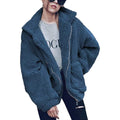 Women's Lapel Zip Up Faux Shearling Shaggy Coat Jacket by DailySale
