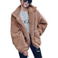 Women's Lapel Zip Up Faux Shearling Shaggy Coat Jacket by DailySale