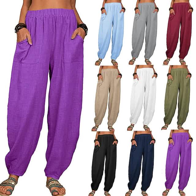 Women's Linen High Waist Wide Leg Pants by DailySale
