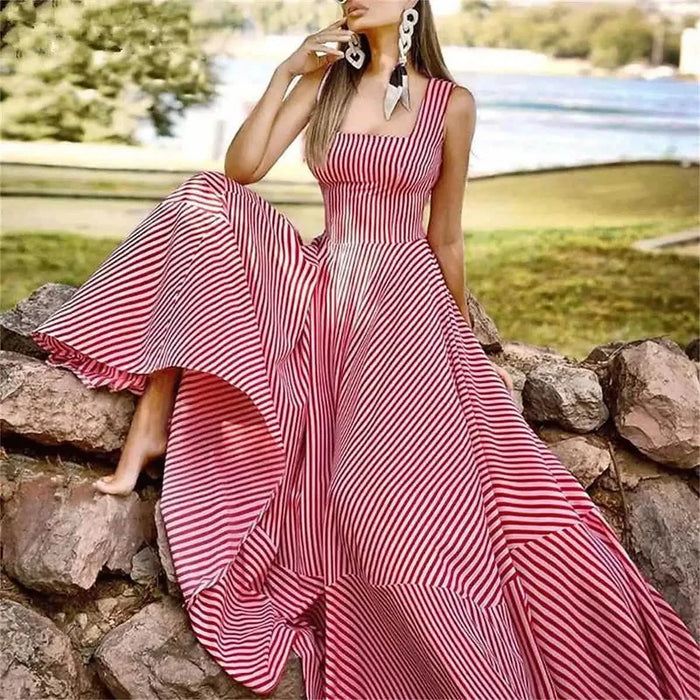Women's Long A Line Striped Maxi Dress by DailySale