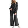 Women's Long Lantern Sleeve Crop Top with Wide Leg Pants Lounge Set