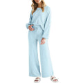 Women's Long Lantern Sleeve Crop Top with Wide Leg Pants Lounge Set by DailySale