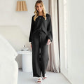 Women's Long Lantern Sleeve Crop Top with Wide Leg Pants Lounge Set by DailySale