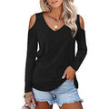 Womens Long Sleeve Cold Shoulder Basic Tee Tops Shirts by DailySale