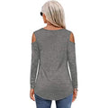 Womens Long Sleeve Cold Shoulder Basic Tee Tops Shirts by DailySale