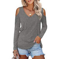 Womens Long Sleeve Cold Shoulder Basic Tee Tops Shirts by DailySale