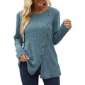 Women's Long Sleeve Crew Neck Tunic Tops Buttons Side by DailySale