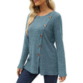 Women's Long Sleeve Crew Neck Tunic Tops Buttons Side by DailySale